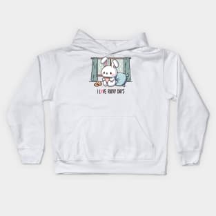 I Love Rainy Days. Cozy Rabbit. Kids Hoodie